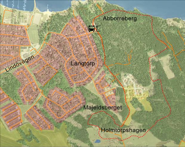 En karta över Abborrebergsleden.