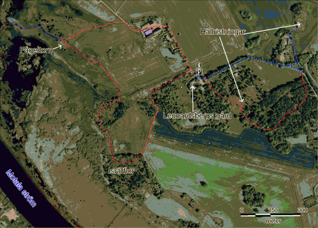 En karta över Leonardsbergsleden.