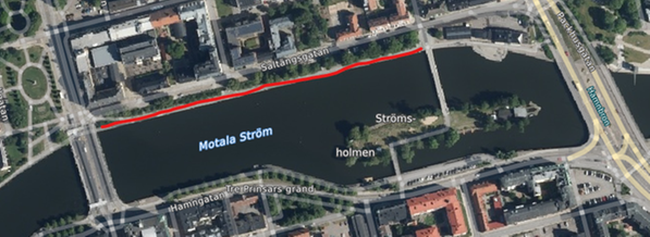 Bilden visar var kajen är avstängd.