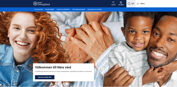 Bild på startsidan till webbplatsen för Nära vård