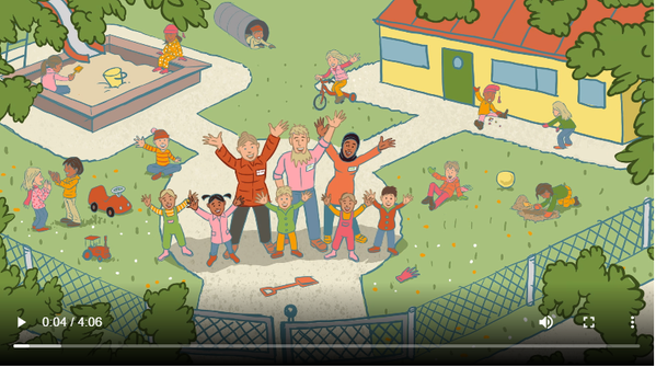 Skärmdump från filmen "Förskolan är till för ditt barn"